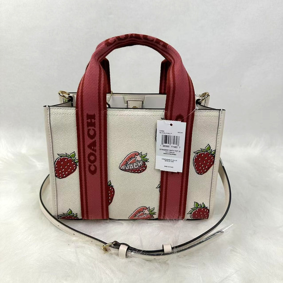 Coach Smith Tote 24 Bag Strawberry Print Crossbody Canvas/Chalk Multi CAR80 NWT - Picture 1 of 9